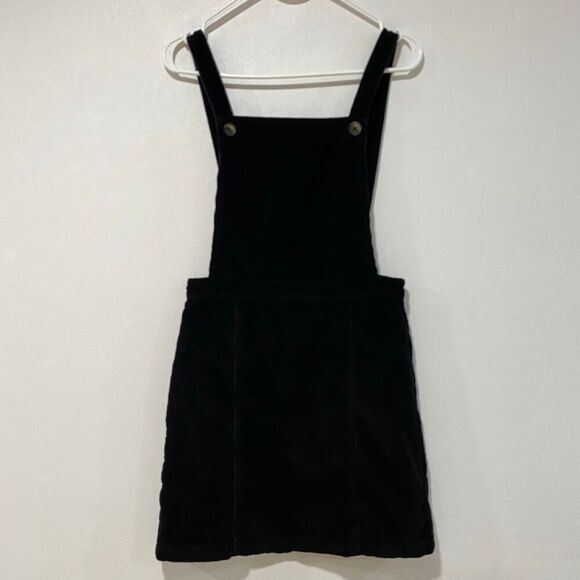 Topshop Black Corduroy Pinafore Overall Dress Size US 6 UK 10 EUR 38 - Picture 1 of 10